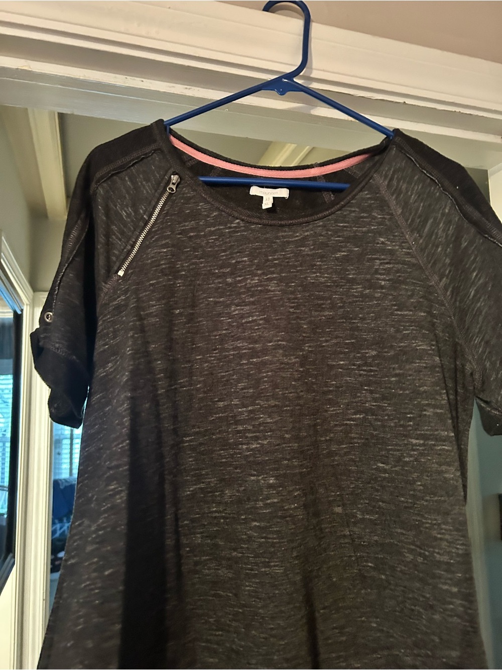 Maurices Charcoal Knit Top with Pink Trim